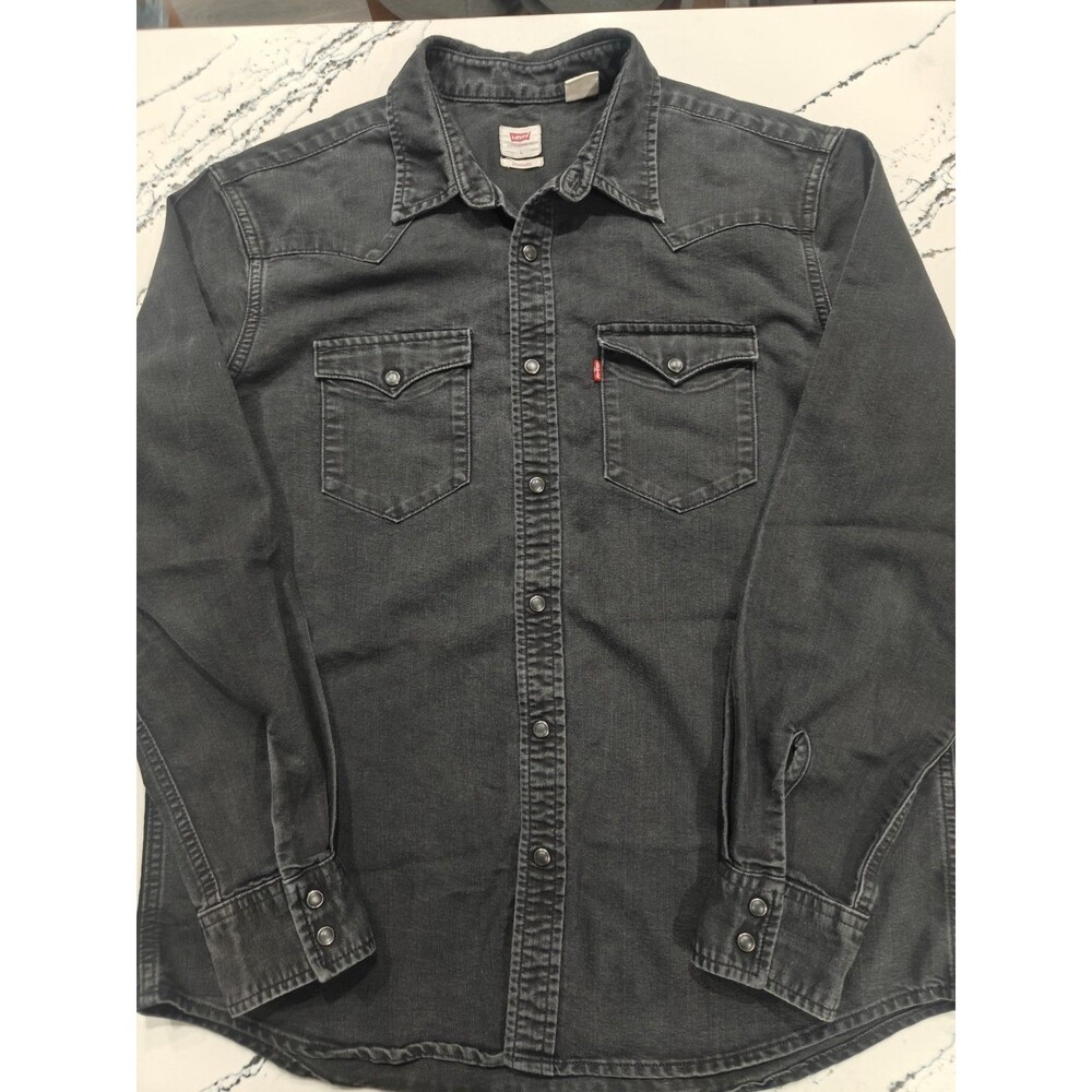 Levi's The Essential Western Standard Fit Shirt Black Large Snap Button